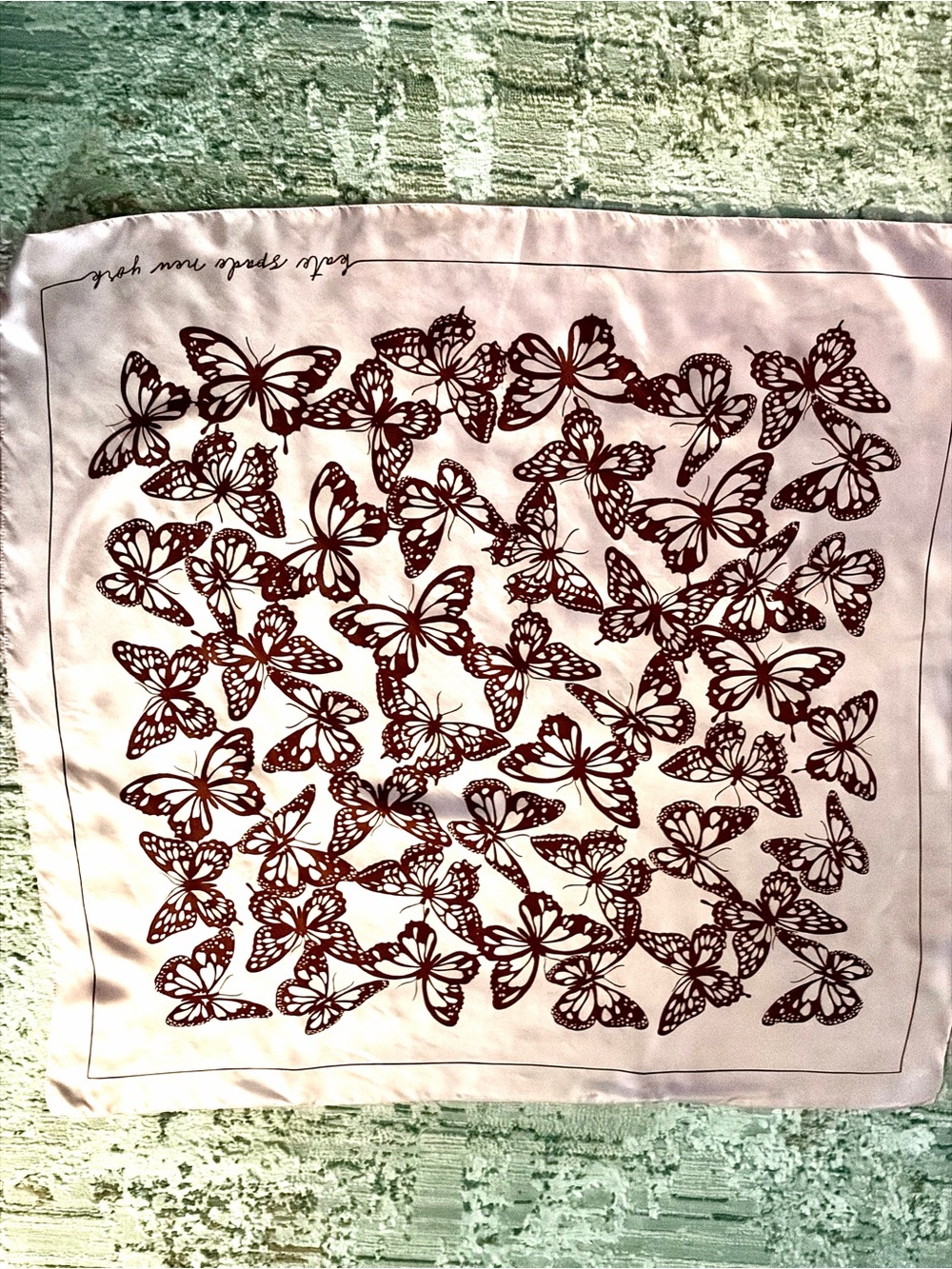 kate spade Pink Scarf with Brown Butterfly Print NWOT
